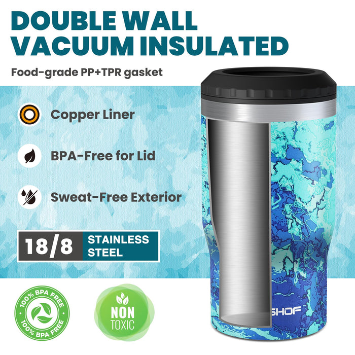 HAUSHOF Can Cooler, 12 oz Slim Can Cooler, 4 in 1 Insulated Beer Can Cooler, Fits for 12 oz Standard Can, Slim Can & Beer Bottle, Perfect for Camping, Beach, Picnic