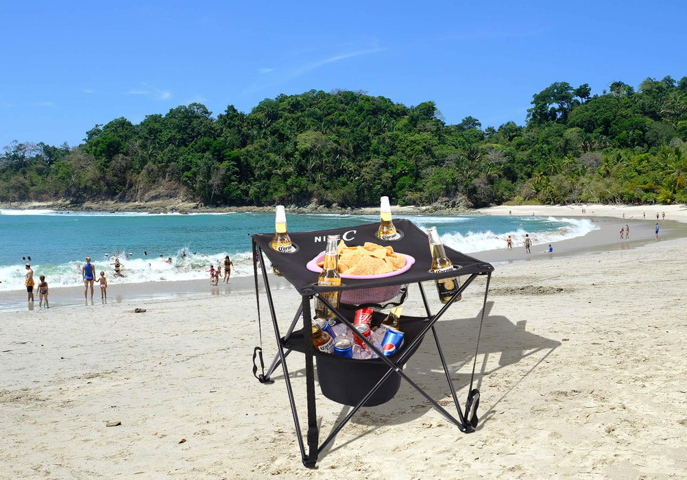 Camping Cooler with Table, Canvas Table, Portable Drink Tables, Tailgating & Beach Tables, Ultralight Compact with Carry Bag for Outdoor, Picnic, Beach, Beer Pong