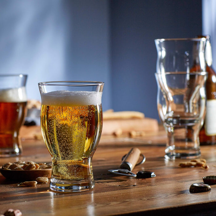 Libbey Craft Brews Nucleated Pint Beer Glasses, Dishwasher Safe Pint Glasses Set of 4 for Light Beers, Stouts, Laser Etching Nucleated Beer Glasses