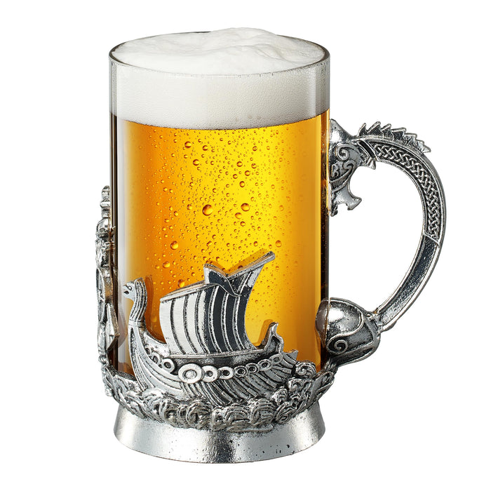 Viking & Mythological Pewter Beer & Water Drinking Glass - 18oz SINGLE - Pint, Whiskey, Rum & Scotch Glass, Elegant, Medieval Crystal Cup, Mug, Goblet, Gifts for Men & Women, Old Fashioned Glass