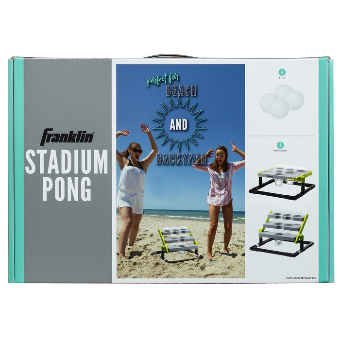 Franklin Sports Stadium Cup Pong Set - Jumbo 6 Cup Pong Game Set with Cups + Stand - Fun Indoor + Outdoor Tailgate Game