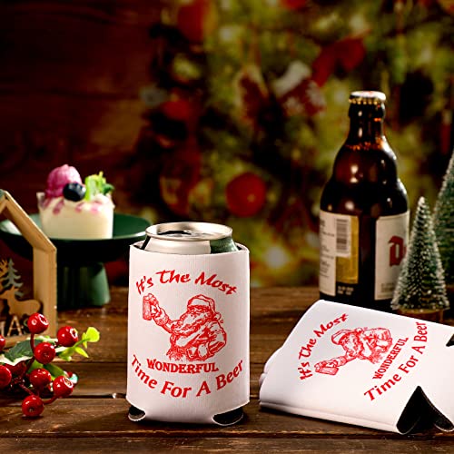10 Pcs Christmas Santa Beer Can Cooler Christmas Neoprene Slim Beer Can Sleeves Holiday Santa Claus Collapsible Beer Covers for Slim Beer Cans - The Beer Connoisseur® Store