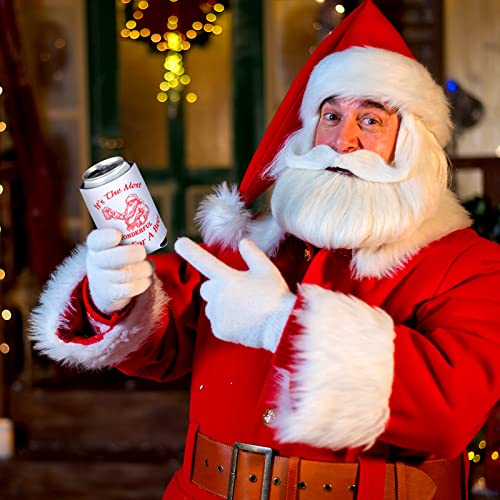 10 Pcs Christmas Santa Beer Can Cooler Christmas Neoprene Slim Beer Can Sleeves Holiday Santa Claus Collapsible Beer Covers for Slim Beer Cans - The Beer Connoisseur® Store