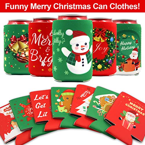 12 Christmas Can Cooler Sleeves Funny Neoprene Beer Can Covers for Christmas Party Supplies - The Beer Connoisseur® Store