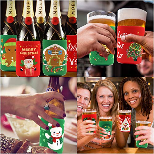 12 Christmas Can Cooler Sleeves Funny Neoprene Beer Can Covers for Christmas Party Supplies - The Beer Connoisseur® Store