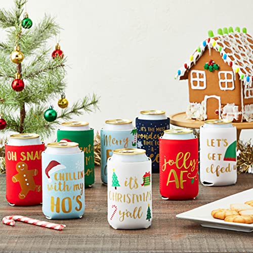 12 oz Christmas Neoprene Can Cooler Sleeves for Soda, Beer, Beverages (12 Pack) - The Beer Connoisseur® Store