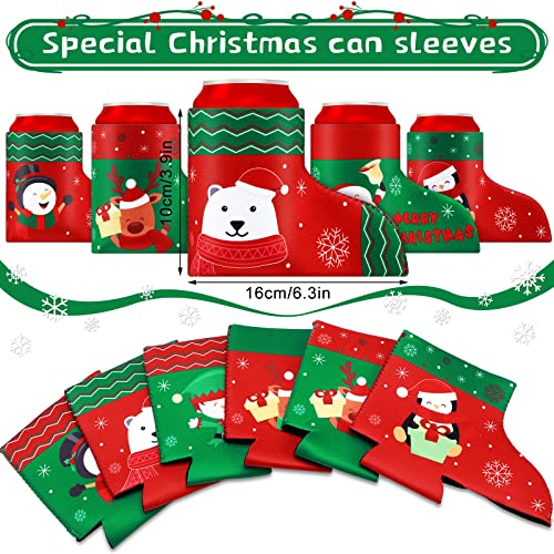 12 Pcs Christmas Beer Can Coolers Sleeves Bulk Christmas Boot Bottle Jacket Xmas Holiday Can Insulated Covers Slim Neoprene Bottle Sleeve for Christmas Party Decorations Supplies - The Beer Connoisseur® Store