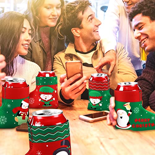 12 Pcs Christmas Beer Can Coolers Sleeves Bulk Christmas Boot Bottle Jacket Xmas Holiday Can Insulated Covers Slim Neoprene Bottle Sleeve for Christmas Party Decorations Supplies - The Beer Connoisseur® Store