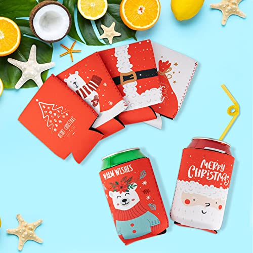 12 Pieces Christmas Beer Can Coolers Sleeves for Christmas Party Decorations Supplies Neoprene Drink Cooler Sleeves ,for Standard 12 Ounce Cans Beer Coolers for Party, Events or Gift - The Beer Connoisseur® Store