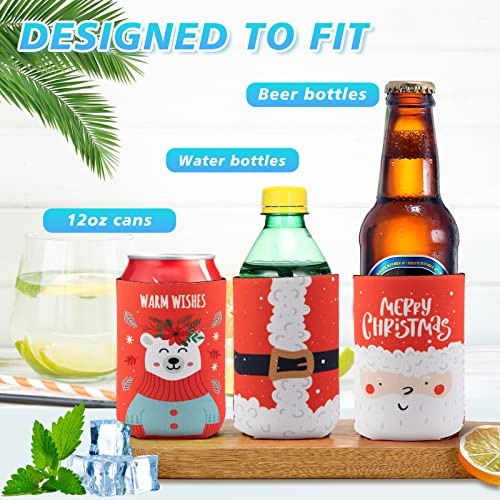 12 Pieces Christmas Beer Can Coolers Sleeves for Christmas Party Decorations Supplies Neoprene Drink Cooler Sleeves ,for Standard 12 Ounce Cans Beer Coolers for Party, Events or Gift - The Beer Connoisseur® Store
