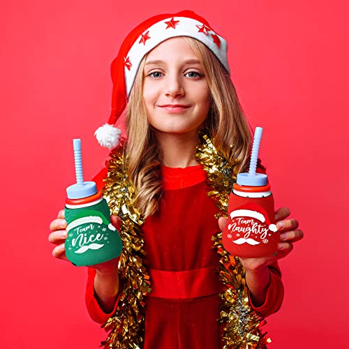 12 Pieces Christmas Beer Can Coolers Sleeves Team Naughty or Nice Xmas Drink Coolers Christmas Neoprene Can Cooler Sleeves for 12 oz Beer Can Beverage Bottle Holiday Party Decorations Supplies - The Beer Connoisseur® Store