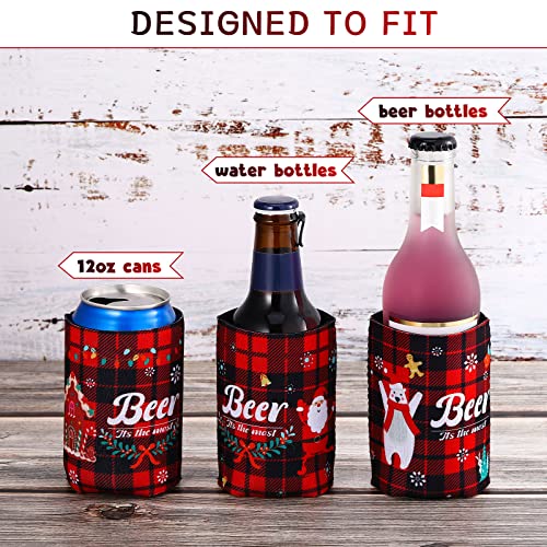 14 Pieces Christmas Beer Bottle Sleeve Buffalo Plaid Neoprene Insulated Bottle Jackets Beer Bottle Insulators Red and Black Santa Snowman Tree Beer Bottle Sleeve for Xmas Gifts - The Beer Connoisseur® Store