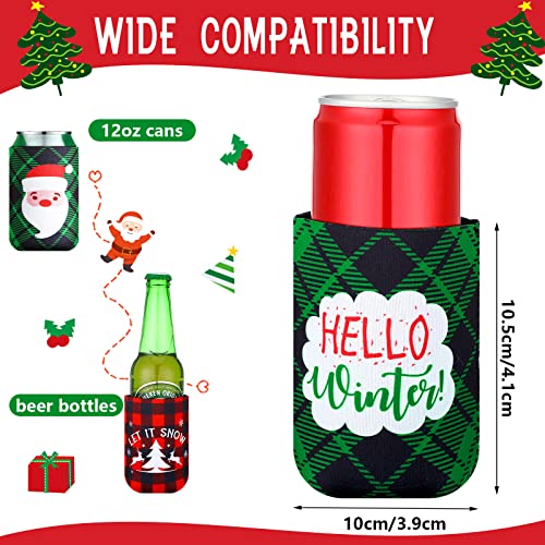 15 Pcs Christmas Neoprene Beer Can Cooler Sleeves Neoprene Drinks Cooler 12 oz Beverages Canister Cooler Sleeves Bottle Insulated Covers for Weddings Christmas Party Decorations Xmas Holiday Gifts - The Beer Connoisseur® Store