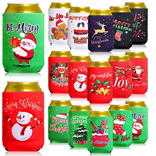 15 Pieces Christmas Beer Covers Christmas Beer Can Coolers Sleeves Xmas Holiday Can Insulated Covers Neoprene Can Coolers Collapsible Reusable Bottle Sleeves Christmas Party Supplies for Winter Party - The Beer Connoisseur® Store