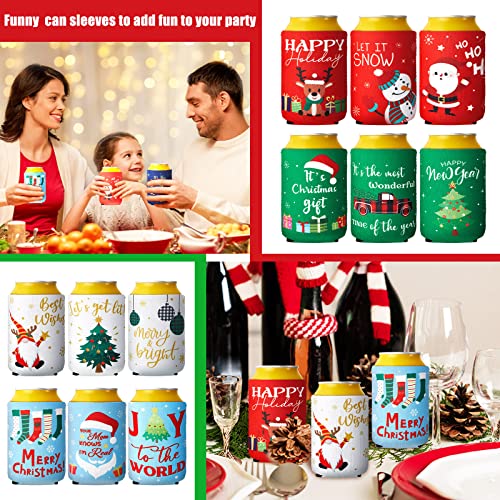15 Pieces Christmas Neoprene Can Cooler Sleeves Xmas Holiday Can Insulated Covers Christmas Neoprene Bottle Sleeve Christmas Party Supplies for 12 oz Canned Beverages Drink Soda (5 x 4 Inch) - The Beer Connoisseur® Store