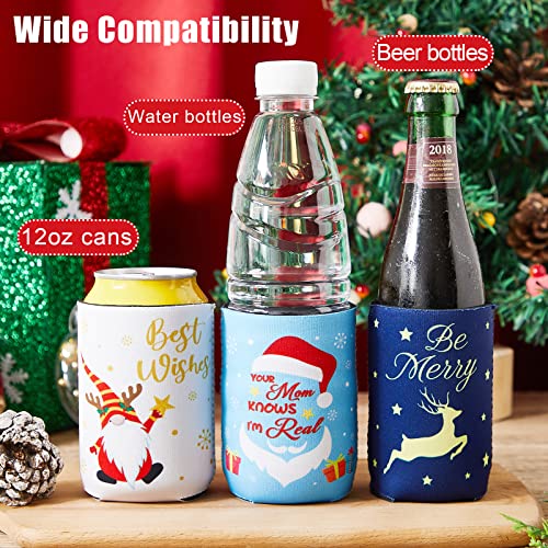 15 Pieces Christmas Neoprene Can Cooler Sleeves Xmas Holiday Can Insulated Covers Christmas Neoprene Bottle Sleeve Christmas Party Supplies for 12 oz Canned Beverages Drink Soda (5 x 4 Inch) - The Beer Connoisseur® Store