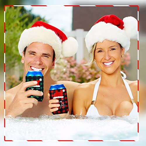 16 Pcs Christmas Can Coolers Sleeves Xmas Neoprene Drink Holders Buffalo Plaid Team Naughty Team Nice Can Cooler Sleeves Insulator Sleeve Cup Holder for Christmas Holiday Party Favor Gifts, 2 Styles - The Beer Connoisseur® Store