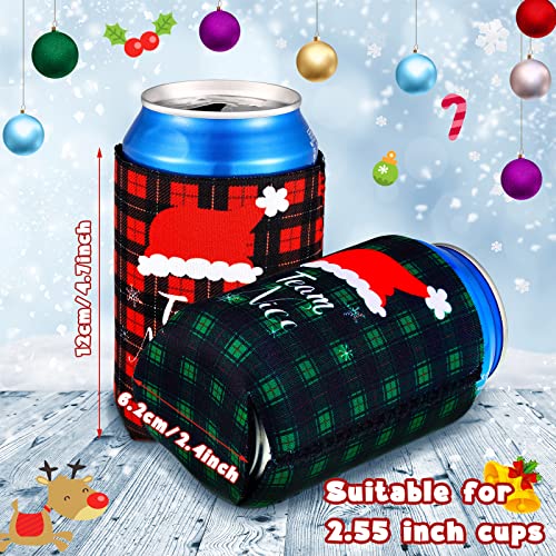 16 Pcs Christmas Can Coolers Sleeves Xmas Neoprene Drink Holders Buffalo Plaid Team Naughty Team Nice Can Cooler Sleeves Insulator Sleeve Cup Holder for Christmas Holiday Party Favor Gifts, 2 Styles - The Beer Connoisseur® Store