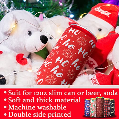16 Pieces Christmas Beer Can Sleeves Cooling Insulated Beer Cup Sleeves Santa Claus Elk Snowman Stocking Can Cooler Sleeves Reusable Drink Sleeves Christmas Slim Can Cover for Christmas Tools Supplies - The Beer Connoisseur® Store