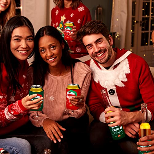 24 Pcs Christmas Beer Can Coolers Sleeves Xmas Neoprene Drink Holders Team Naughty Team Nice Can Sleeves Holiday Can Insulated Covers for Canned Beverages Bottle Drink Party Decors (Red and Green) - The Beer Connoisseur® Store