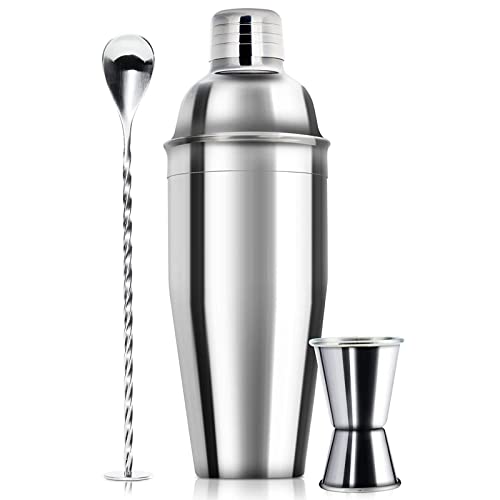 24oz Cocktail Shaker Bar Set - Professional Margarita Mixer Drink Shaker and Measuring Jigger & Mixing Spoon Set - Professional Stainless Steel Bar Tools Built-in Bartender Strainer for Martini Kit - The Beer Connoisseur® Store