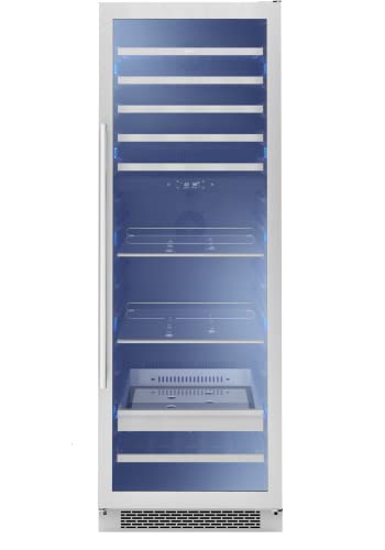 Zephyr 24'' Wine Fridge & Beverage Refrigerator Dual Zone Full Size - Wine Cooler Cellars Large Beer Cabinet Drink Chiller Freestanding with French Glass Door - 49 cans, 112x12oz & 59x750 ml bottles