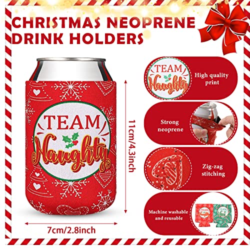 36 Pcs Christmas Neoprene Bottle Insulator Sleeve Christmas Silicone Bracelets Set Includes 12 Team Naughty & Nice Beer Can Coolers Sleeves Drink Holders 24 Christmas Wristbands Christmas Party Favors - The Beer Connoisseur® Store
