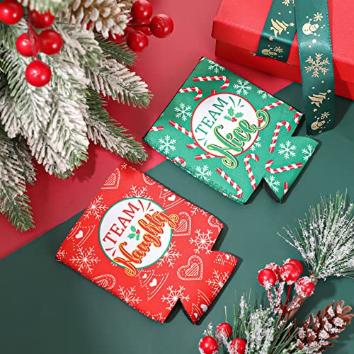 36 Pcs Christmas Neoprene Bottle Insulator Sleeve Christmas Silicone Bracelets Set Includes 12 Team Naughty & Nice Beer Can Coolers Sleeves Drink Holders 24 Christmas Wristbands Christmas Party Favors - The Beer Connoisseur® Store