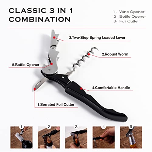 Astofli 5 Pack Bottle Opener Jar Opener For Weak Hands, Arthritic Hands With 2 Pcs Silicone Rubber Jar Opener Gripper Pad, Multi Wine Key Beer Bottle Opener Can Opener Waiter Corkscrew Set