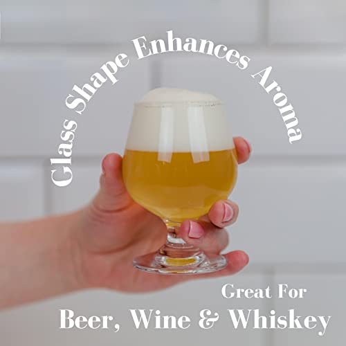 UNNA Flight Board with 4 Tulip Glasses - Premium Natural Bamboo Beer Flight & Wine Flight Tasting Set, Craft Beer Gift Set, Whiskey Flight Board, Tequila Flight Board, Unique Charcuterie Board