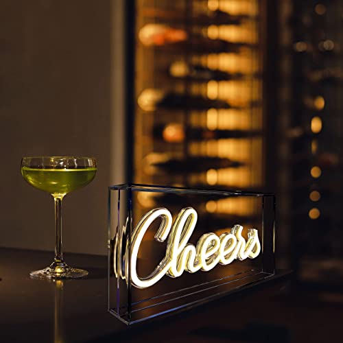 Cheers Sign Neon Signs USB LED Sign Desk Lightbox Cheers Neon Bar Sign 3D Wall Neon Light up Sign for Party Wall Décor Party Light Accessories