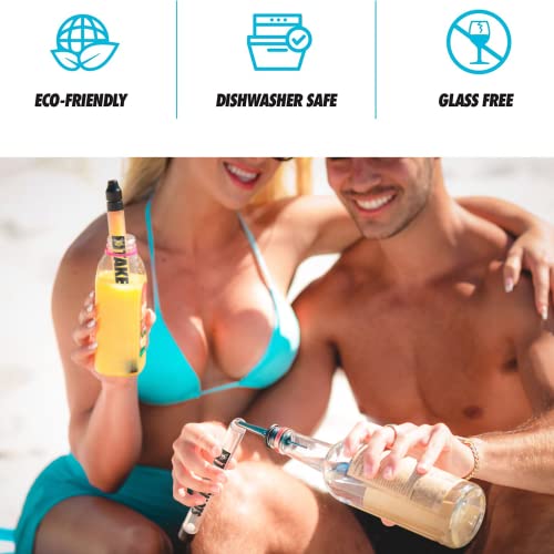 TakeShots Take - Shot Holder & Straw for Drinks & Chasers - Experience Shots On the Go - Fits All Standard Bottles, Glasses, & the Chase - 1oz (Blackout)