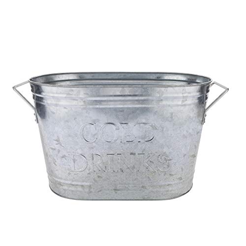 Twine Insulated Drink Beverage Tub - Galvanized Metal Bucket Cooler for Beer & Wine Perfect for Home Parties Holds 5.35 Gallons