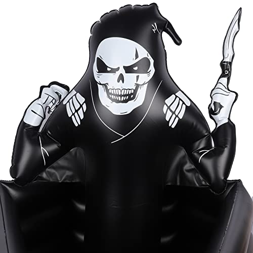 44 Inch Inflatable Grim Reaper Coffin Cooler Halloween Party Supplies 120+ Cans Large Capacity Inflatable Drink Holder for Indoor Outdoor Home Halloween Birthday Party Decorations