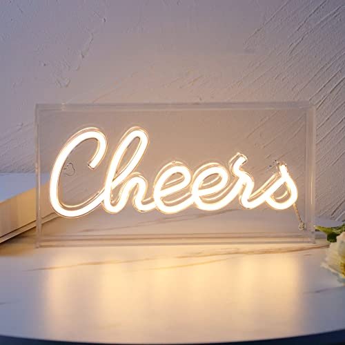 Cheers Sign Neon Signs USB LED Sign Desk Lightbox Cheers Neon Bar Sign 3D Wall Neon Light up Sign for Party Wall Décor Party Light Accessories