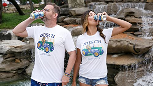 theCHIVE Busch America's Heartland Corn Beer Tee (Men, Large, White)