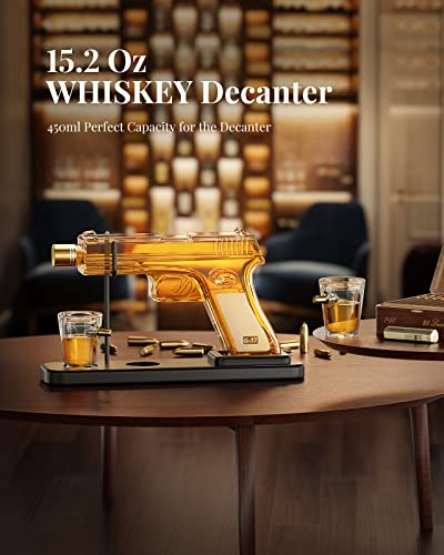 Father's Day Gifts for Men Dad, Kollea 15.2 Oz Whiskey Decanter Set with 2 Glasses, Unique Anniversary Birthday Gift Ideas for Him Husband Grandpa, Cool Military Tequila Liquor Dispenser for Home Bar
