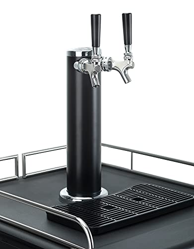 Danby DKC054A1BSL2DB 5.4 Cu.Ft. Double Tap Kegerator, Auto Defrost and Mechanical Thermostat, Keg Cooler with Scratch-Resistant Worktop and Reversible Door Hinge, Steel