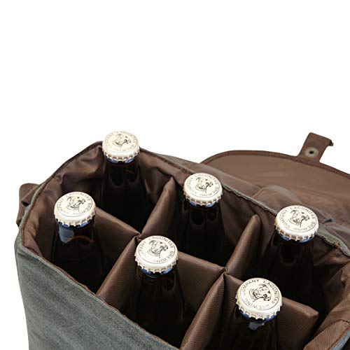 LEGACY - a Picnic Time Brand Caddy, Tote with Opener, 6-Pack Cooler, Gifts for Beer Lovers, (Khaki Green with Brown Accents)