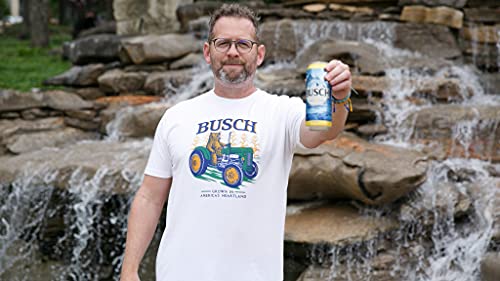 theCHIVE Busch America's Heartland Corn Beer Tee (Men, Large, White)