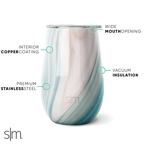 Simple Modern Wine Tumbler and Bottle Gift Set | Insulated 750ml Bottle and 2 12oz Stemless Glass Cups with Lid Christmas Gifts for Women Men | Spirit Collection | Ocean Quartz