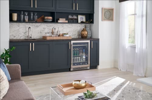 Zephyr Presrv 24" Wine Fridge & Beverage Refrigerator Single Zone Under Counter - Mini Wine Cooler Cellars Small Beer Fridge Cabinet Drink Chiller Freestanding Wine Beverage Cooler,13 Bottles, 84 Cans