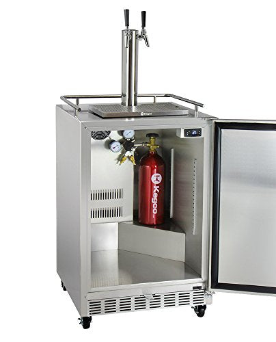 Kegco Kegerator 24" Wide Dual Tap Stainless Steel Commercial Beer Dispenser HK38SSC-L-2