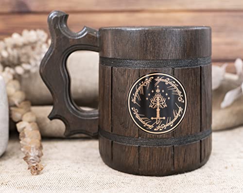 Tree Of Gondor Mug One Ring Gift. Lord Rings Wooden Beer Stein. Fathers Day Gifts. Anniversary Gift for Husband. Birthday Gifts For Him. Wooden Beer Mug Beer Tankard 17oz