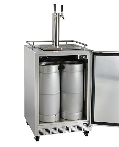 Kegco Kegerator 24" Wide Dual Tap Stainless Steel Commercial Beer Dispenser HK38SSC-L-2