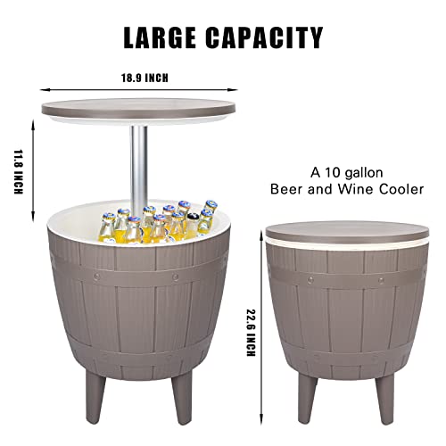Vipush Outdoor Cooler Table, Adjustable Patio Table with Cooler, Outdoor Cool Bar Table Pool Deck Patio Furniture for Party, Beer, Wine, Beverage Cooler, Garden Decor