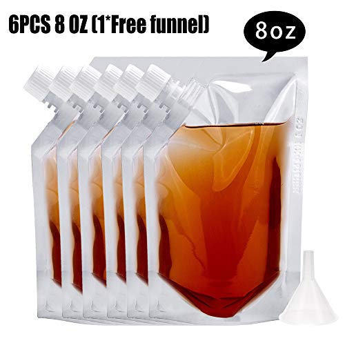 Concealable And Reusable cruise sneak flask Liquor Pouches Sneak Alcohol flask hide drinking flask kit (8OZ-6PCS+Funnel kit)