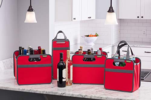 meori 6 Bottle Wine Tote Lava Black Liquor Spirits Enthusiast Tastings Grocery Shopping Glass Dividers Travel Hostess Gift (A100432)