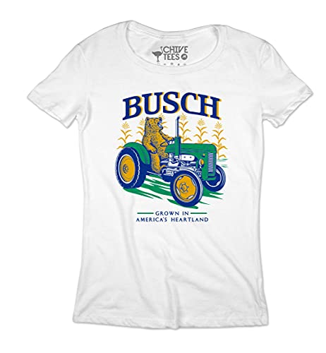 theCHIVE Busch America's Heartland Corn Beer Tee (Men, Large, White)