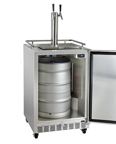 Kegco Kegerator 24" Wide Dual Tap Stainless Steel Commercial Beer Dispenser HK38SSC-L-2